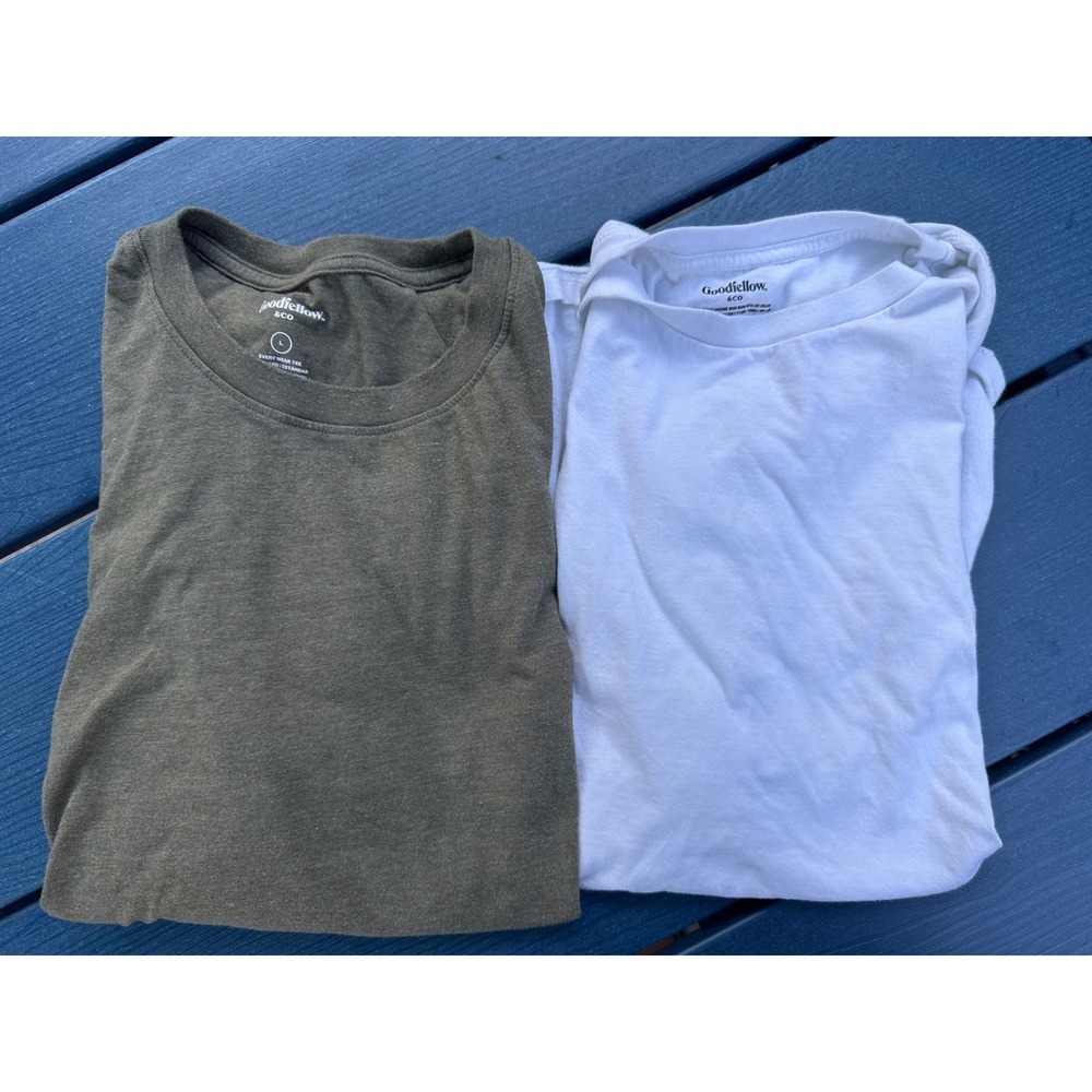 Goodfellow & Co Mens Every Wear Tee Bundle 2 Pack Olive White Cotton Size L